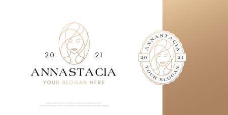 women potrait linear style logo designのイラスト素材