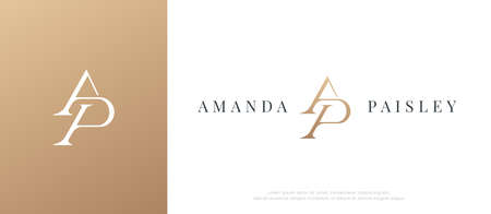elegant A P monogram serif letter logo designのイラスト素材