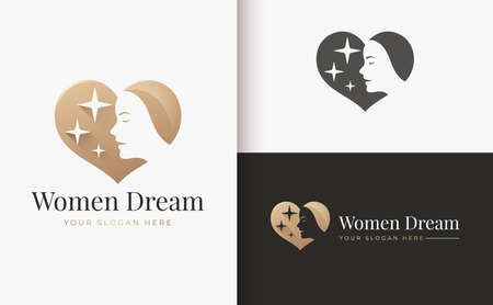 woman love shape gold logo designのイラスト素材