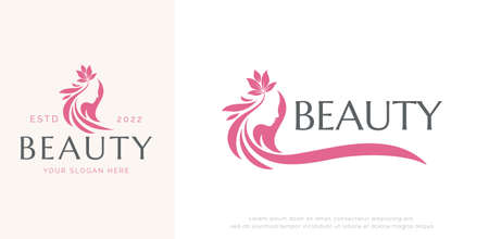 beauty spa hairstyle and flower logo designのイラスト素材