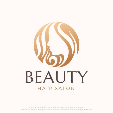 luxury gold Natural beauty hair salon   designのイラスト素材