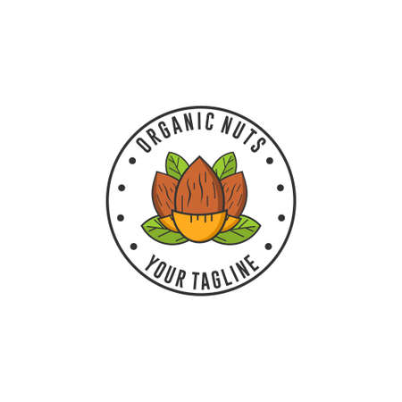 organic nuts with leaves vector designのイラスト素材