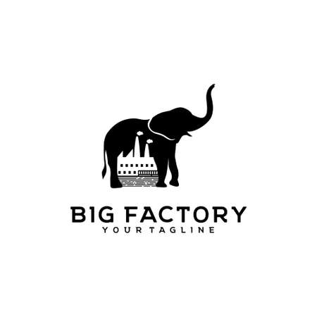 elephant big factory vector logo designのイラスト素材