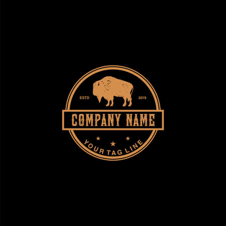 bison vector logo badgeのイラスト素材