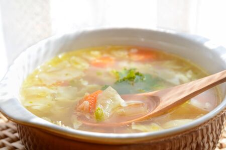 vegetable clear soupの写真素材