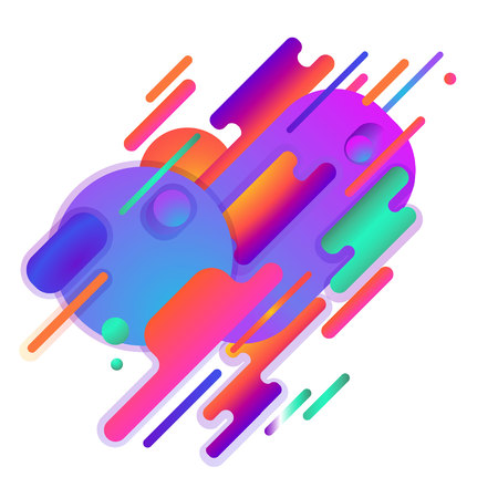 Original beautiful combination modern style abstraction with composition made of various rounded shapes in actual color palette. Vector illustration.のイラスト素材
