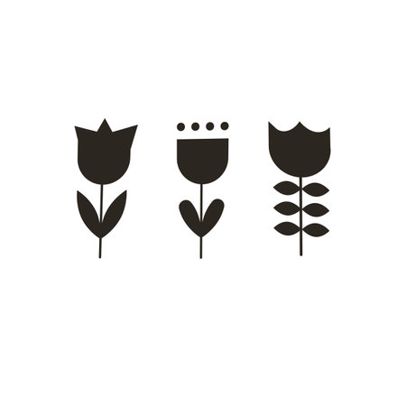 Cute single hand drawn floral elements. Doodle vector illustration for folklore designのイラスト素材