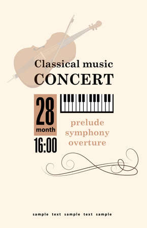Beautiful modern classical music concert poster. Ideal for local event announcements and promotions. Flyer templateのイラスト素材