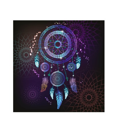 Dream catcher with feathers. Hand drawing Vector.のイラスト素材