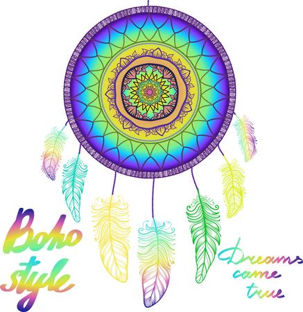 Native American Indian medicine shield. Rainbow colors, vectorのイラスト素材