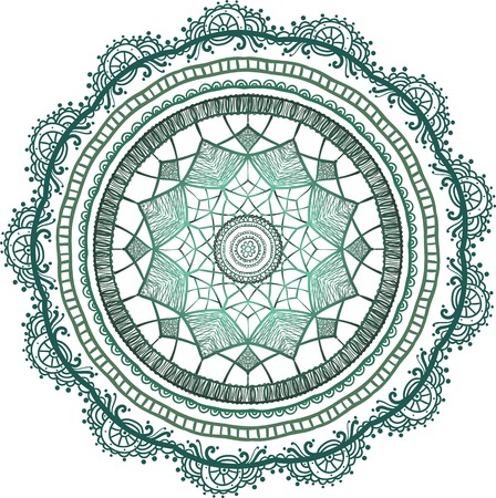 Hand drawn Native American Indian talisman dreamcatcher with mehendi mandala filigree. Vector hipster Tattoo. Ethnic design, boho chic, tribal symbol. Coloring book for adults.のイラスト素材