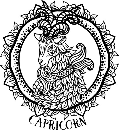 Zodiac Capricorn tribal, decorative wool pattern. Vectorのイラスト素材