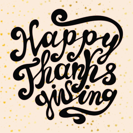 vector illustration of hand lettering thanksgiving lettering label - thanksgiving - surrounded with doodleのイラスト素材