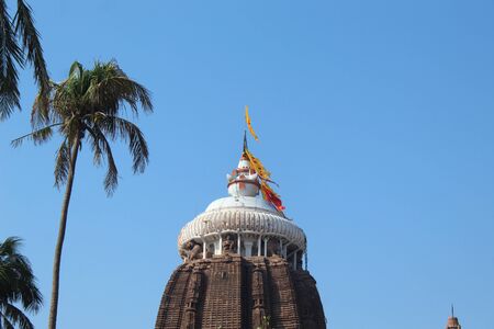 Lord Sri jagannath temple puri south gate view closeup historical famous place with blue sky and...