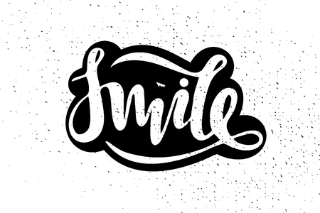 Vector illustration of smile   with the inscription for packing product to store, gift, message. shopping packaging. Inscription , invitation , banner template. Calligraphy background. のイラスト素材