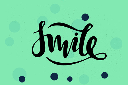 Vector illustration of smile inscription on turquoise background for your designのイラスト素材