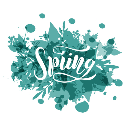 Vector illustration of Spring with the inscription for packing product to store , gift , message. shopping packaging. Inscription ,invitation  banner template. Calligraphy background. のイラスト素材