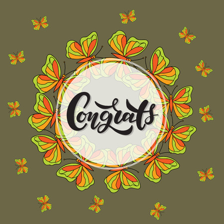 Congrats lettering. Handwritten modern calligraphy, brush painted letters.のイラスト素材