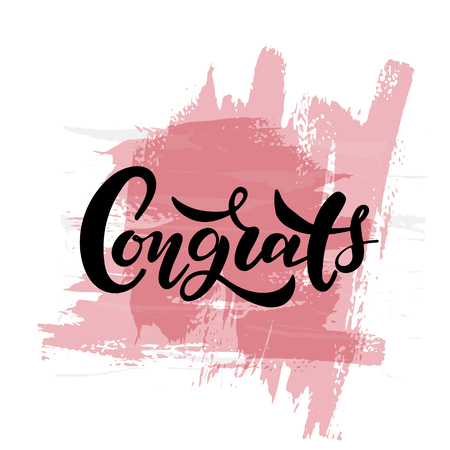 Hand sketched Congrats lettering typography. Drawn art sign. Motivational text.のイラスト素材