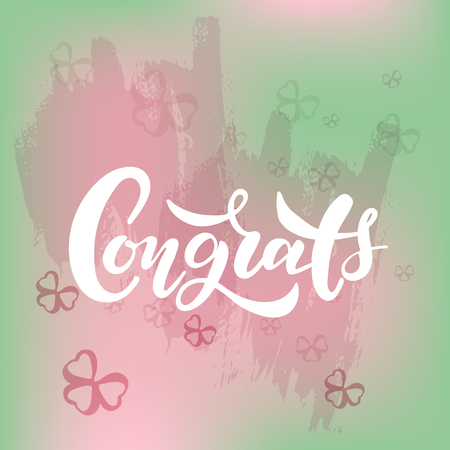 Hand sketched Congrats lettering typography. Drawn art sign. Motivational text.のイラスト素材