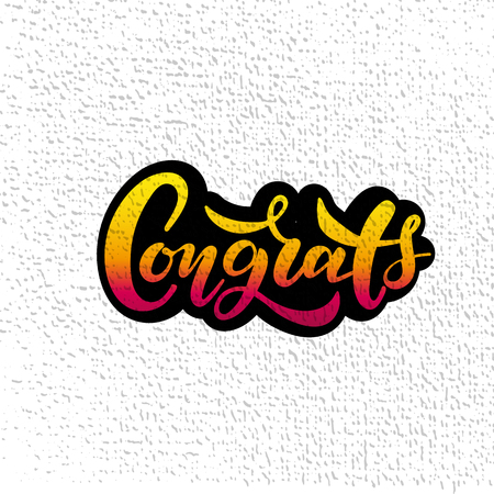 Hand sketched Congrats lettering typography. Drawn art sign. Motivational text.のイラスト素材