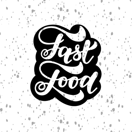 Fast food lettering element. Hand drawn inscription. Ink illustration.のイラスト素材