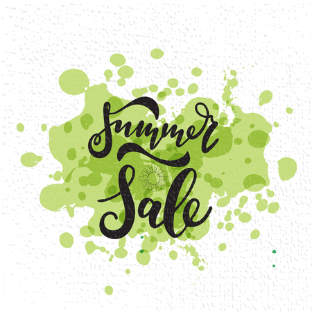 Summer sale card. Hand drawn lettering. Modern calligraphy. Ink illustration. Design for banner, poster, card, invitation, flyer brochure t-shirt Vector Isolatedのイラスト素材