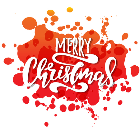 Vector illustration of Merry Christmas with the inscription for packing product to store , gift , message. shopping packaging. Inscription ,invitation banner template. Calligraphy background.のイラスト素材