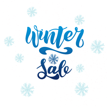 Winter shopping sale flyer template with lettering. Trendy cute background. Poster, card, label, banner design. Vector illustration EPS10.のイラスト素材