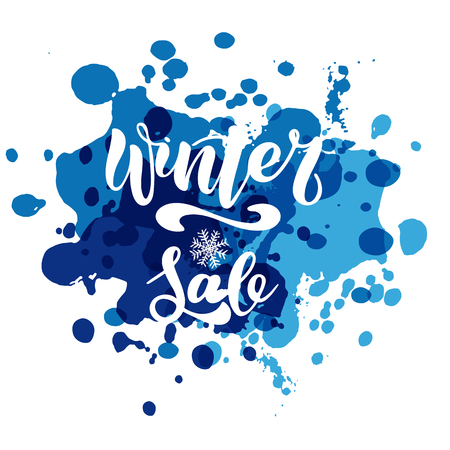 Winter shopping sale flyer template with lettering. Trendy cute background. Poster, card, label, banner design. Vector illustration EPS10.のイラスト素材