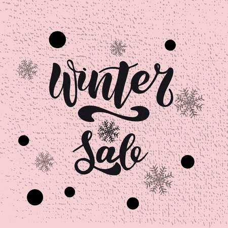Winter shopping sale flyer template with lettering. Trendy cute background. Poster, card, label, banner design. Vector illustration EPS10.のイラスト素材