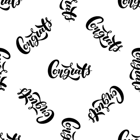 Seamless pattern with lettering Congrats. Vector typography, hand lettering, calligraphyのイラスト素材