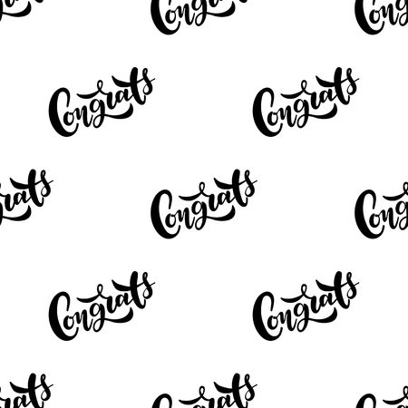 Seamless pattern with lettering Congrats. Vector typography, hand lettering, calligraphyのイラスト素材