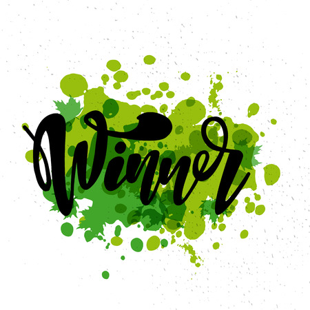 Vector illustration of Winner with the inscription for packing product to store, gift, message. shopping packaging. Inscription , invitation , banner template. Calligraphy background.のイラスト素材