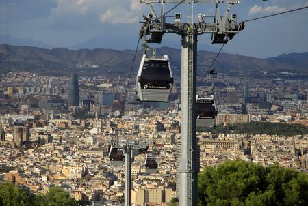 BARCELONA, SPAIN - December, 2011: Teleferic de Montjuic in Barcelona, Spain.のeditorial素材