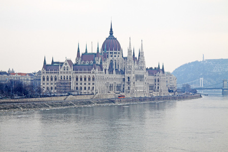View on the Hungarian Parliament Building, Budapest, Hungaryの写真素材