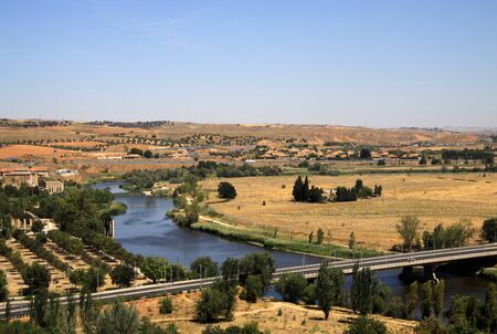 Tagus river in Toledo, Spainの写真素材