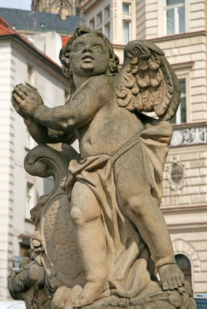 Statue on the Holy Trinity Column Plague Column at Lesser Town Square. Prague, Czech Republicの写真素材