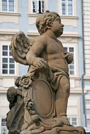 Statue on the Holy Trinity Column Plague Column at Lesser Town Square. Prague, Czech Republicの写真素材