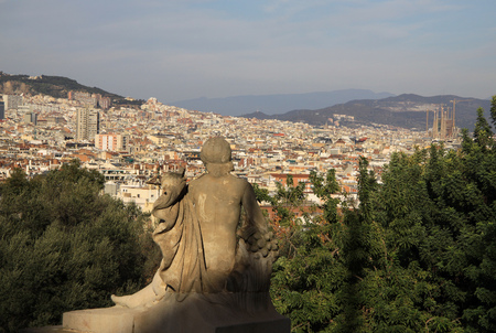 View of Barcelona from National Art Museum of Catalonia, Barcelona, Spainのeditorial素材