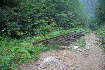 Abandoned railway in gorge Guam, Apsheron district of Krasnodar Krai, Russiaの写真素材