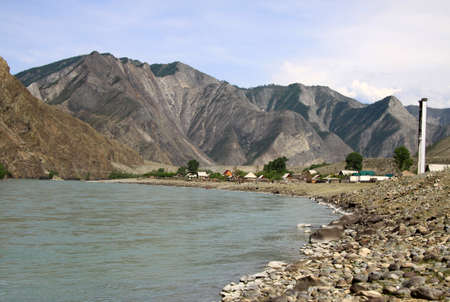 SIBERIA, RUSSIA - JUNE 10, 2012: Mountain river Katun, Altai mountains, RussiaSIBERIA, RUSSIA - JUNE 10, 2012: Mountain river Katun, Altai mountains, Russiaのeditorial素材