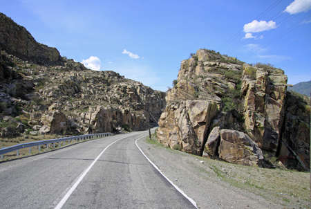 SIBERIA, RUSSIA - JUNE 10, 2012: The Russian route M52 R256, also known as Chuya Highway or Chuysky Trakt from Novosibirsk to Russia's border with Mongoliaのeditorial素材