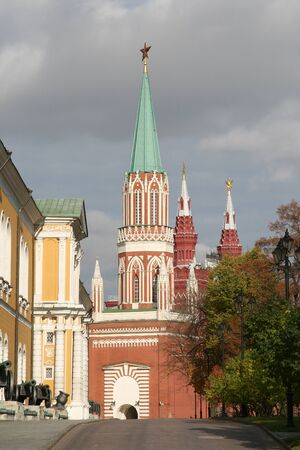 St. Nicholas Nikolskaya Tower in Moskow Kremlin. Moscow, Russiaの写真素材