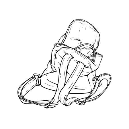 Vector drawn backpack isolated on white background.のイラスト素材