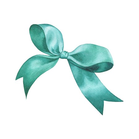The satin bow. Hand drawing, Watercolor illustration. Isolated on whiteの写真素材