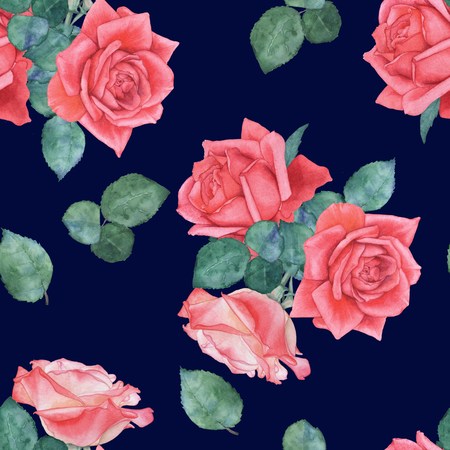 Seamless watercolor pattern of roses 9の写真素材