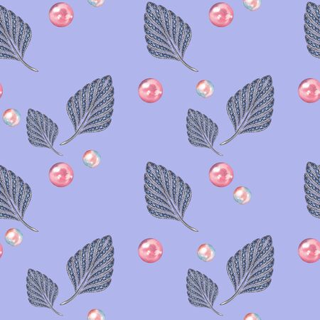 Elegant seamless pattern of precious stones 1. Watercolor handmade drawing