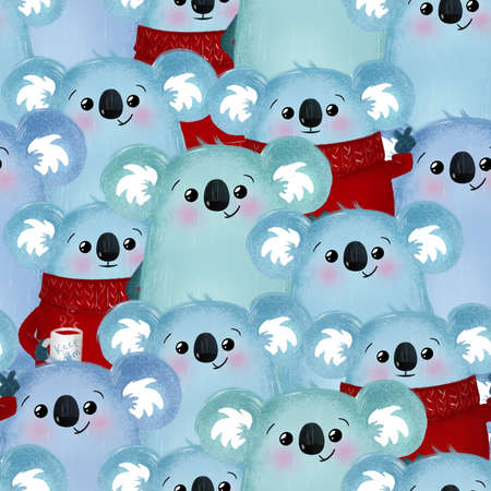 Seamless koala pattern. Digital paper,の写真素材