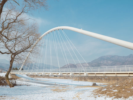Beautiful winter landscape around Water park, Namyangju, South Korea.の写真素材